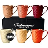 MIAMIO - Coffee Mugs set of 6 / Coffee Cups - 6 x 14 Oz Ceramic Mugs - Large Coffee Mugs - Microwave & Dishwasher safe - Palmanova Collection (Red)