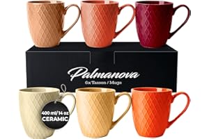 MIAMIO – 6 x 400 ml – Coffee Mug Set/Mug - Modern Ceramic Mug Matt - Coffee Mug Large - Palmanova Collection (Magma Red)