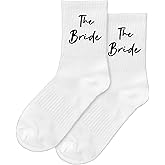 MBAIYO 1 Pair White Cotton Bride Socks, Soft Bridal Socks Wedding Day Essentials for Bridal Women Comfortable Bridesmaid Gift Wedding Party Favors with Stylish Design
