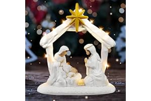 Wowagoga Christmas Nativity Set, Nativity Scene with Manger, Sculpted Hand-Painted Figurine for Indoor Christmas Decorations and Tabletop Display