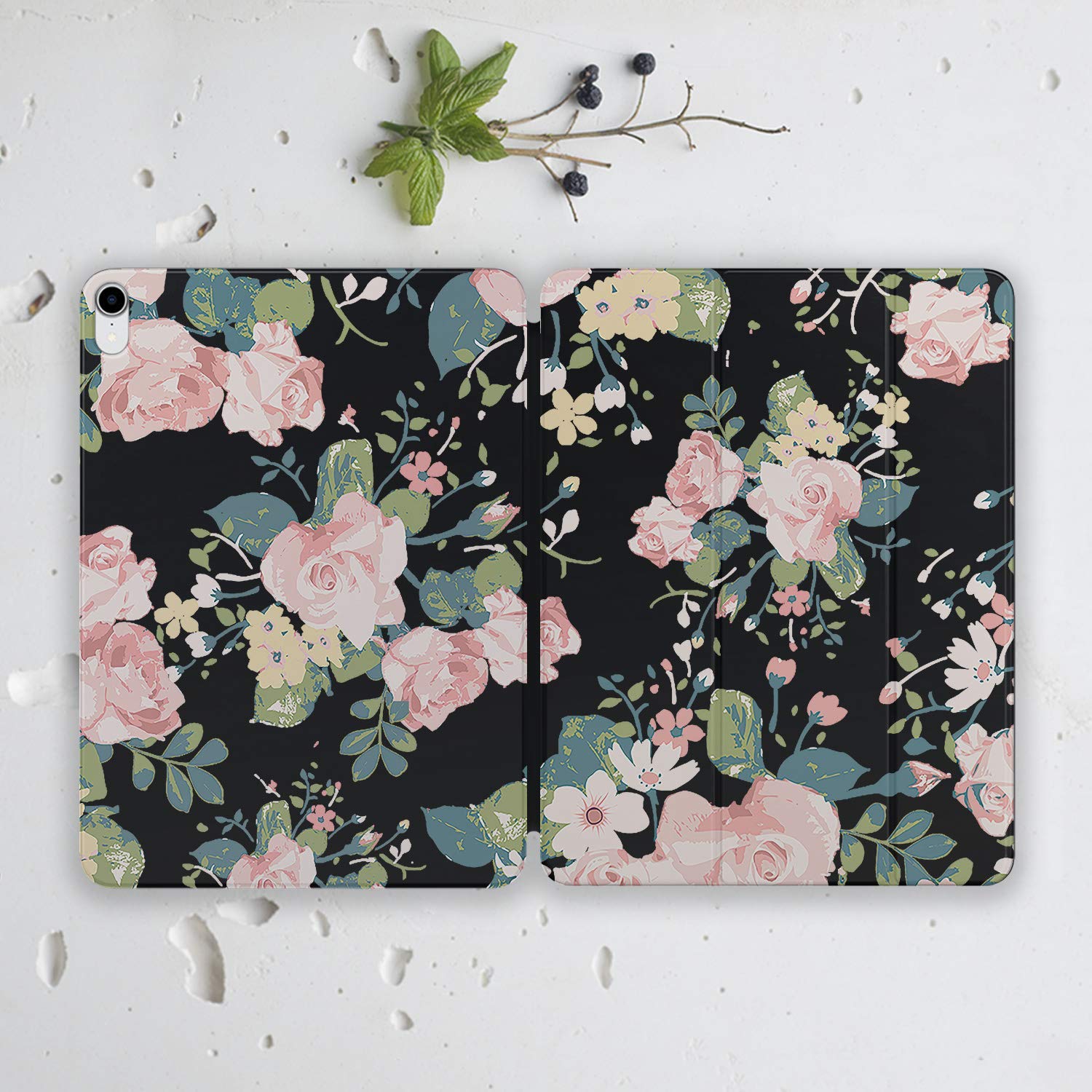 Pink Floral Garden Roses Folio Case for Apple iPad 11 inch