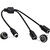 zdyCGTime S-Video 4 Pin Mini DIN Y Splitter Connector Cable 4 Pin Mini DIN S-Video Male to 2 Female Y Splitter Extension Adap