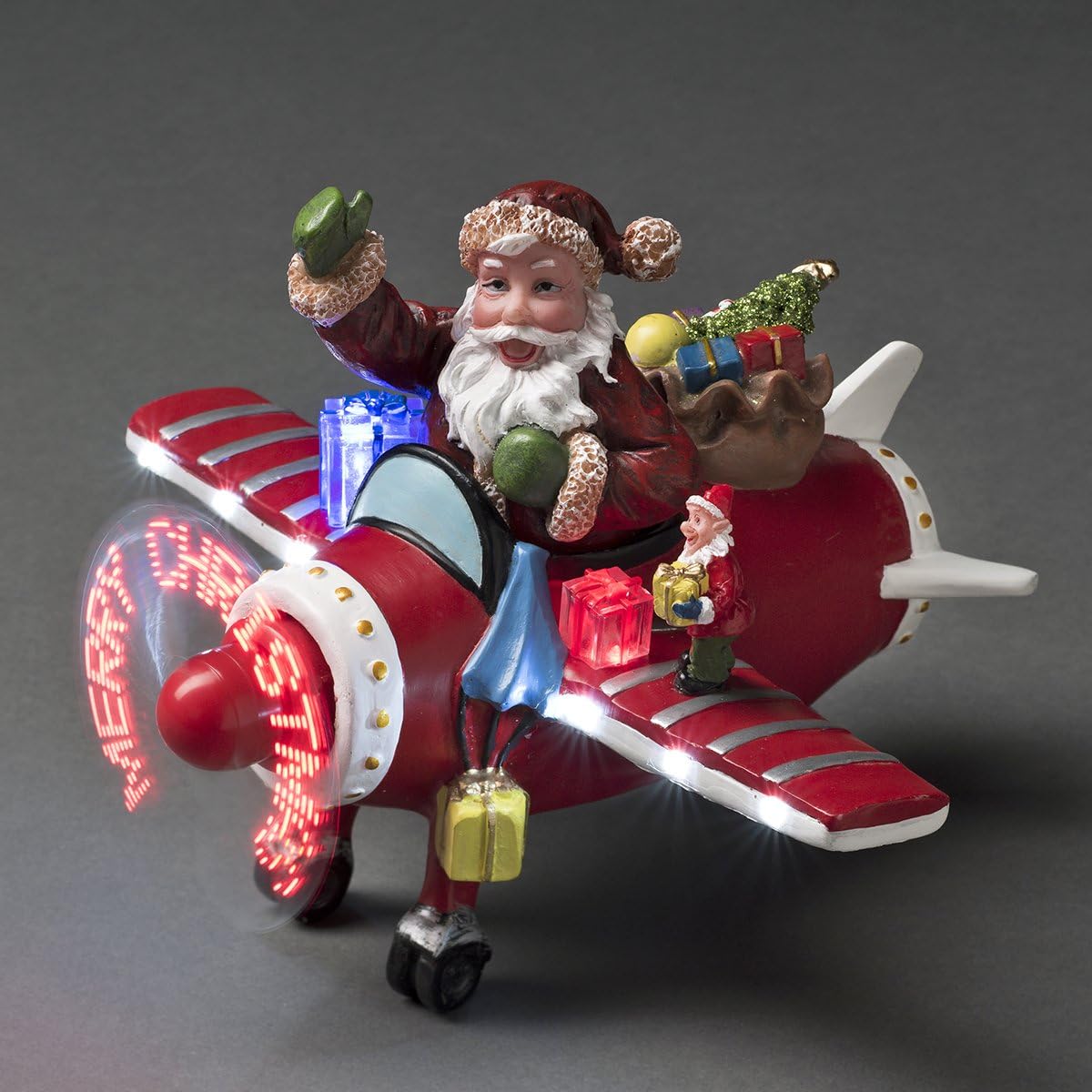 Konstsmide Christmas Lights"Santa in Plane" Christmas Ornament Decoration/Aninmated/Sound Activated Motif/Battery Operated: 3Xaa (Excl.)/Christmas Scene Warm White Diodes, 4200-000 - Image 3