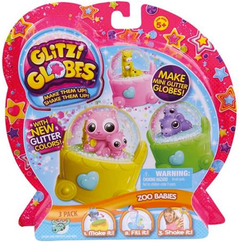 Glitzi Globes S3 - Zoo Babies Art and Craft Kit (3-Pack)
