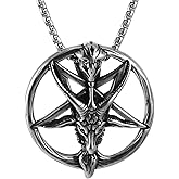 AsAlways Demon Satan Necklace for Men Stainless Steel Retro Gothic Baphomet Goat Head Skull Pendant Necklace Jewelry Gift