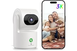 SYMYNELEC Indoor Security Camera 3K, Smart Baby Monitor/Pet Camera/Home Security with One-Touch Call 360 Pan/Tilt AI Human Detection Motion Tracking 2-Way Talk Noise Reduction, Works with Alexa