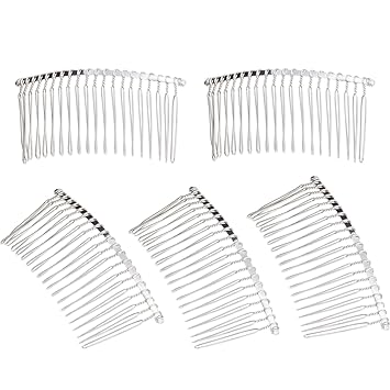 5 Pieces 20 Teeth Hair Clip Combs Metal 