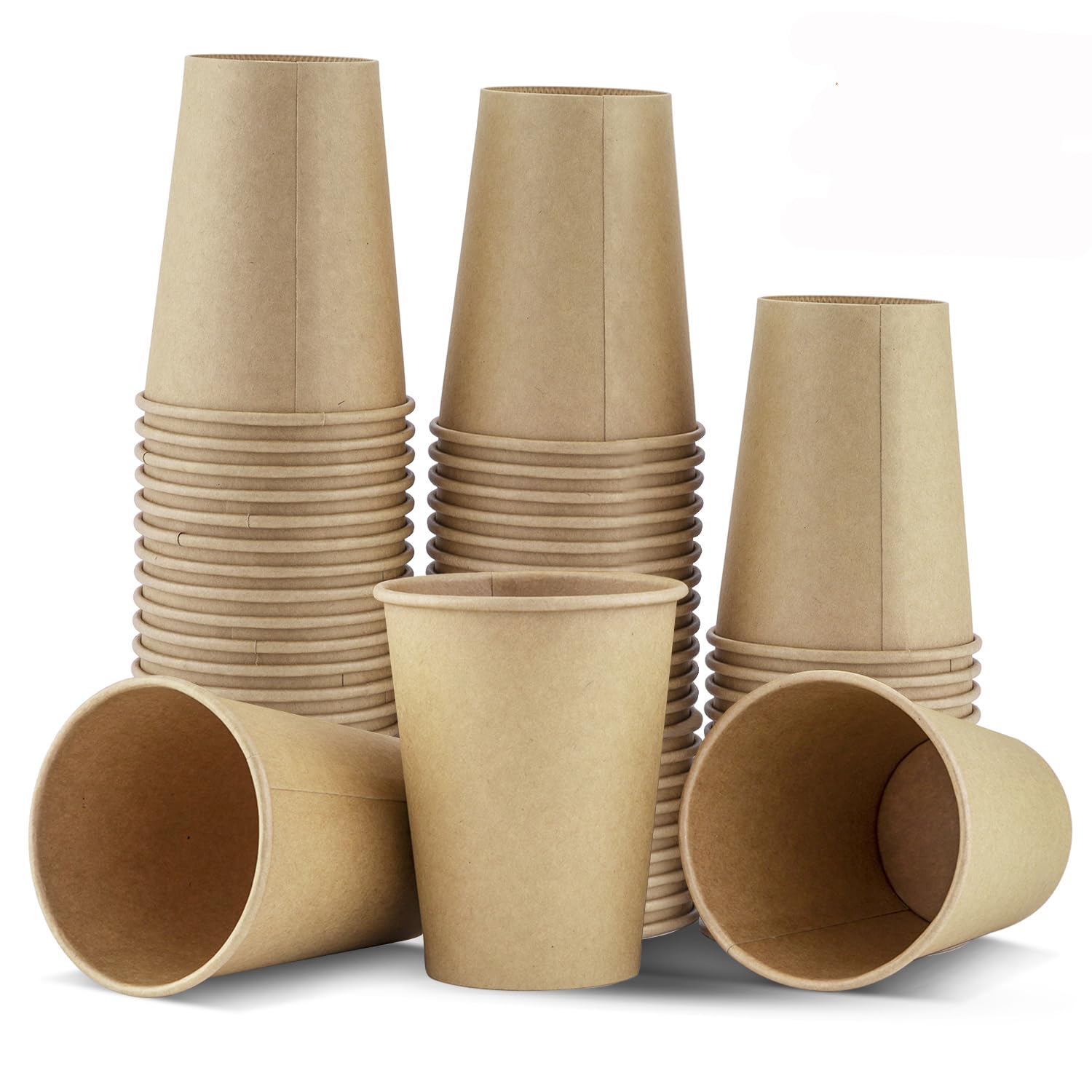 TOROTON 50Pcs 12oz Paper Coffee Cup, Premium Recyclable Brown Kraft Paper Party Cups Disposable for Hot & Cold Drinks, Coffee Tea Cappuccino, Vending Cups for Wedding Birthday Camping Picnic — image 1