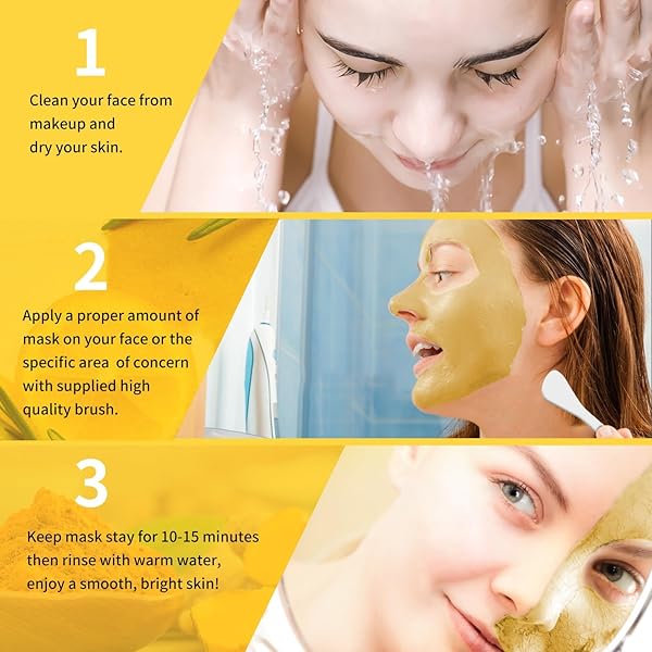 HICREAM TURMERIC VITAMIN C CLAY MASK, DEEP CLEANSING FACIAL MASK, FACE MASK SKIN CARE WITH KAOLIN CLAY AND ALOE FOR PORES, ACNE, DARK SPOTS, HYDRATING 5.29 OZ