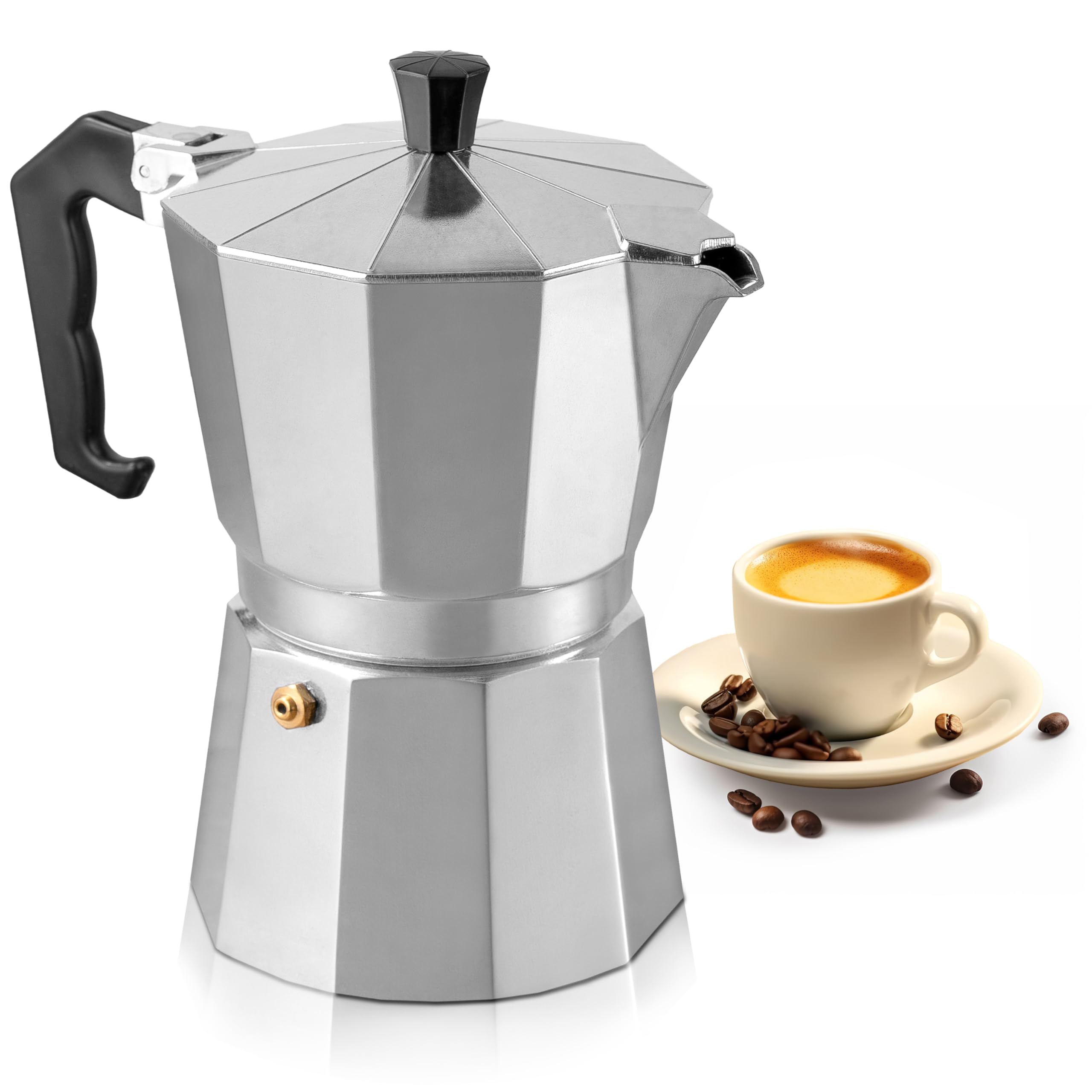 Mixpresso Black 3 Cup Moka Pot Cuban Coffee Maker, for Gas,.