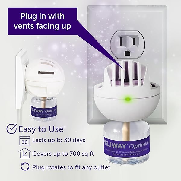 FELIWAY® OPTIMUM 30 DAY CAT CALMING PLUG IN PHEROMONE DIFFUSER STARTER KIT, 48ML – HELPS REDUCE COMMON SIGNS OF STRESS IN CATS & KITTENS, NO. 1 VET RECOMMENDED BRAND, ENHANCED CALMING