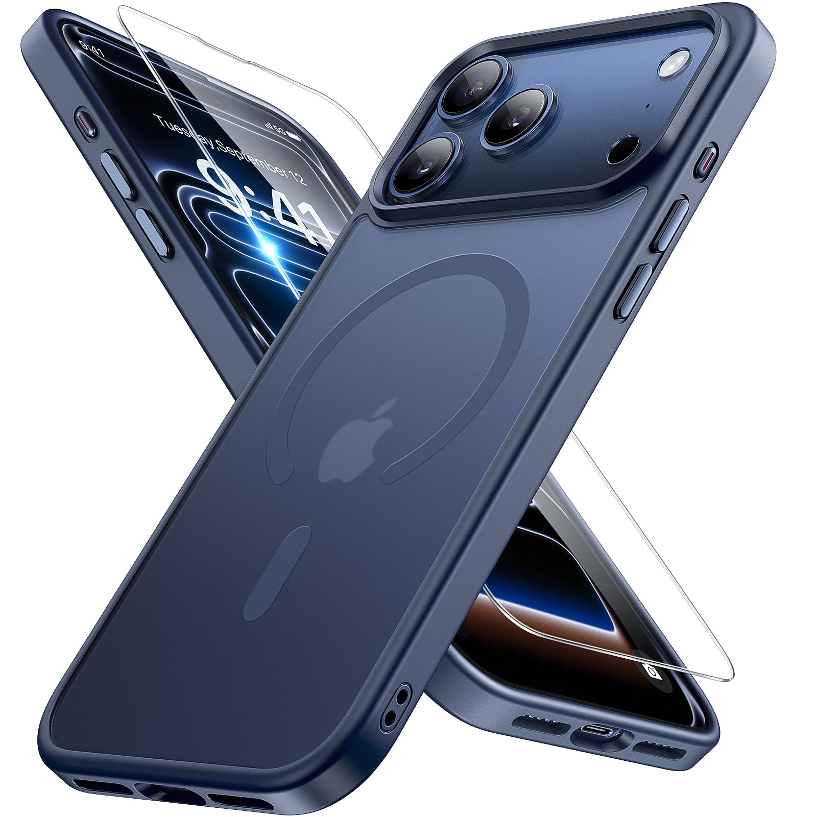 Photo 1 of Miracase Magnetic for iPhone 17 Pro Max Case with Screen Protector [Compatible with MagSafe] Slim Thin Phone Case Military-Grade Protected for 17 ProMax Cover Bumper 6.9", Blue