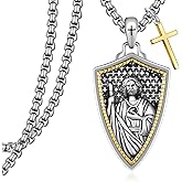 St. Jude Medal Necklace - 925 Sterling Silver San Judas Tadeo Protection Jewelry for Men Women, Patron Saint Amulet Pendant