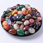 SigMntun Polished Stone Set Mixed Crystals Healing Crystal Bulk, 72 Pcs 1.2 cm Handpicked Natural Tumbled Gemstones Rocks, Pe