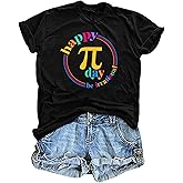 PICKID Pi Day Shirt Women Math Teacher Shirts 3.14 Graphic Happy Pi Day T-Shirt Teacher Gift Tee Casual Short Sleeve Top