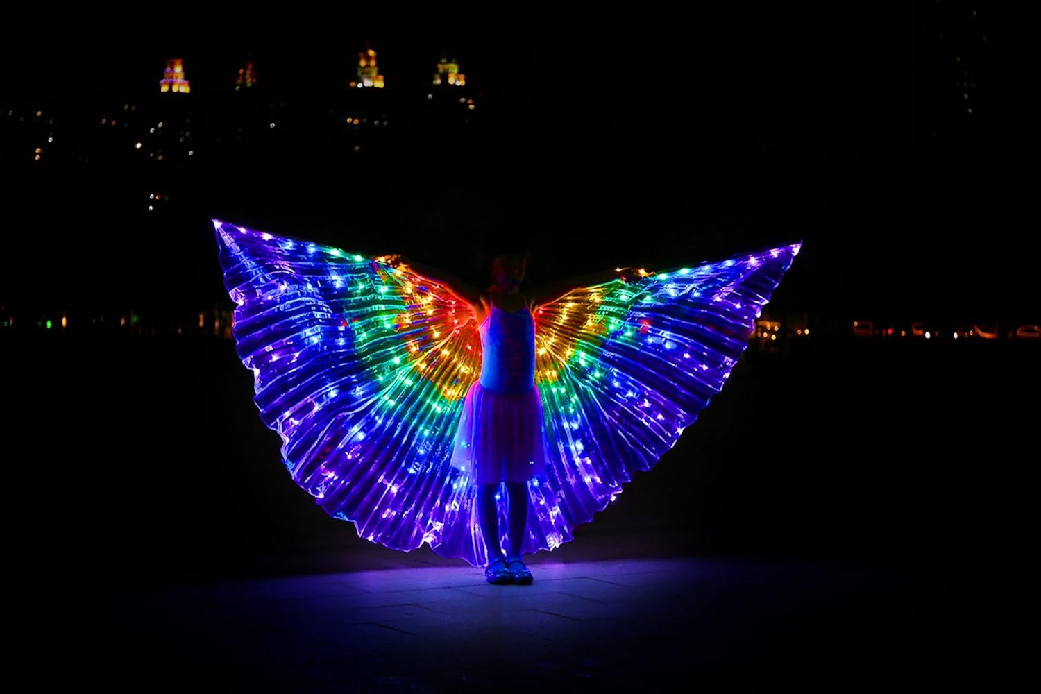 Dance Fairy Belly Dance LED Angel Isis Wings with Flexible Sticks (Colorful-Child): Clothing