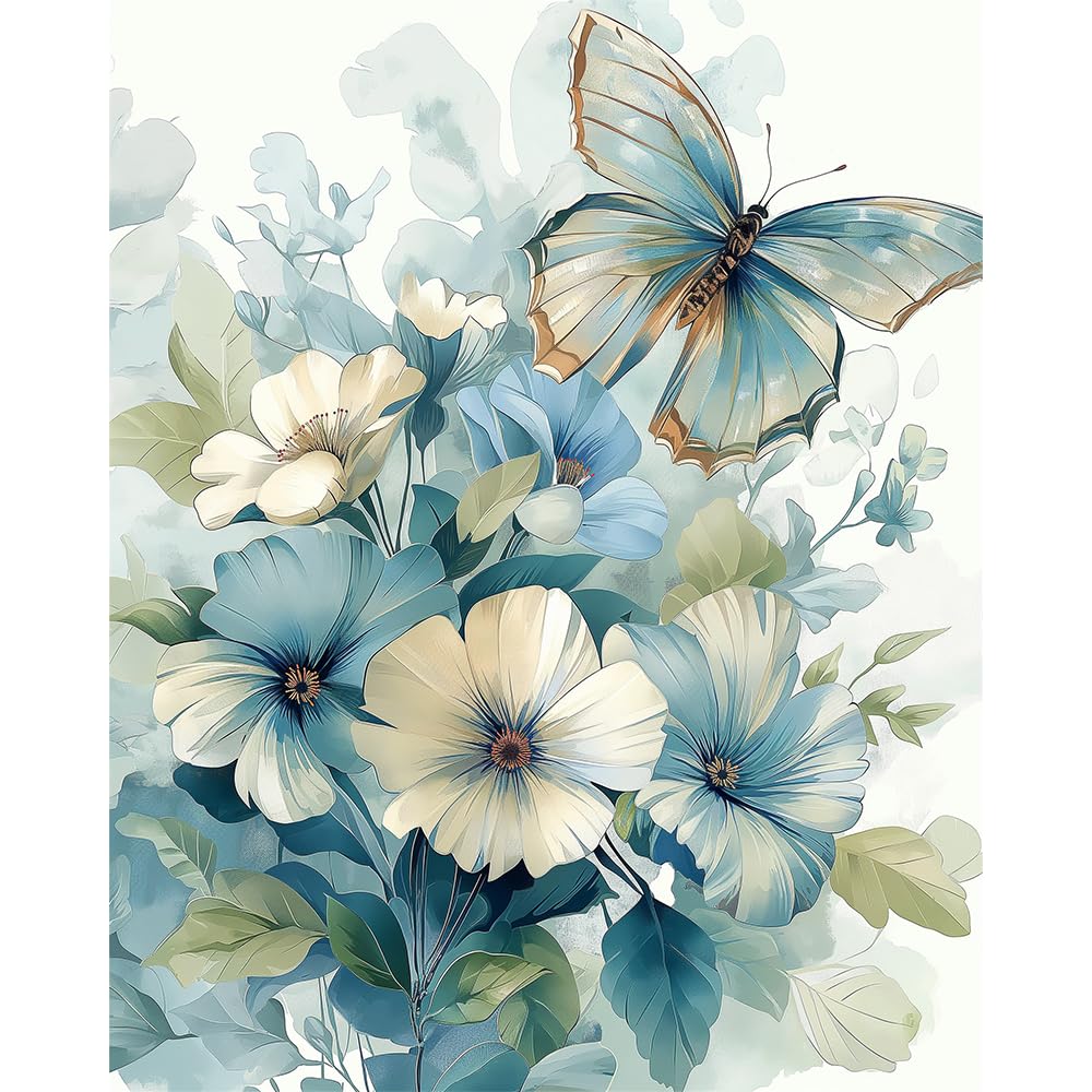 Photo 1 of Natuyalo Paint by Numbers for Adults Beginners Paint by Number Kit Butterfly, DIY Acrylic Paint by Numbers Kits Flowers Colorful Paintworks Artwork for Adults Beginner, 16x20 Inch