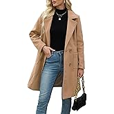 Bankeng Women Winter Wool Blend Camel Mid-Long Coat Notch Double-Breasted Lapel Jacket Outwear