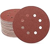 SUPBICCO 50 PCS 5 Inch 8 Hole Hook and Loop Sanding Discs 80 Grit | Aluminum Oxide Round Sandpaper Pads for Random Orbital Sander