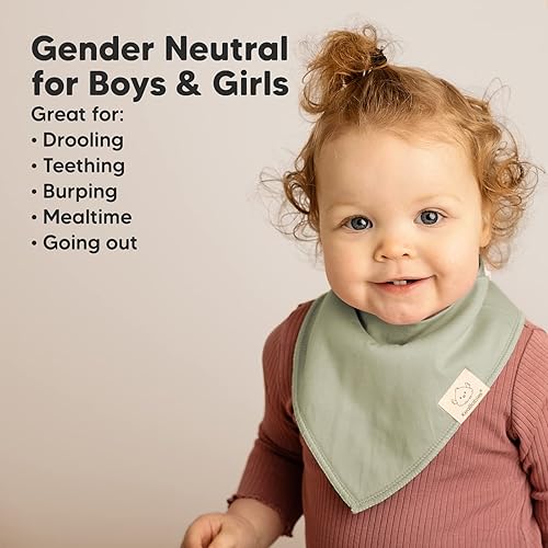 8-Pack Organic Baby Bandana Bibs for Boys, Girls Super Absorbent