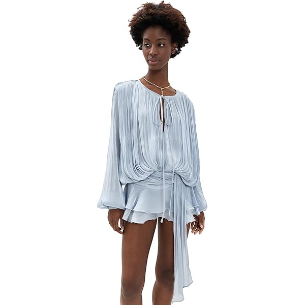 endless rose gridded mesh feathered puff sleeve mini dress Home