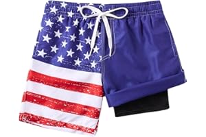 Cozople Boys Swim Trunks Compression Liner Swim Shorts Quick Dry Bathing Suit with Boxer Brief Swimwear 4-10T