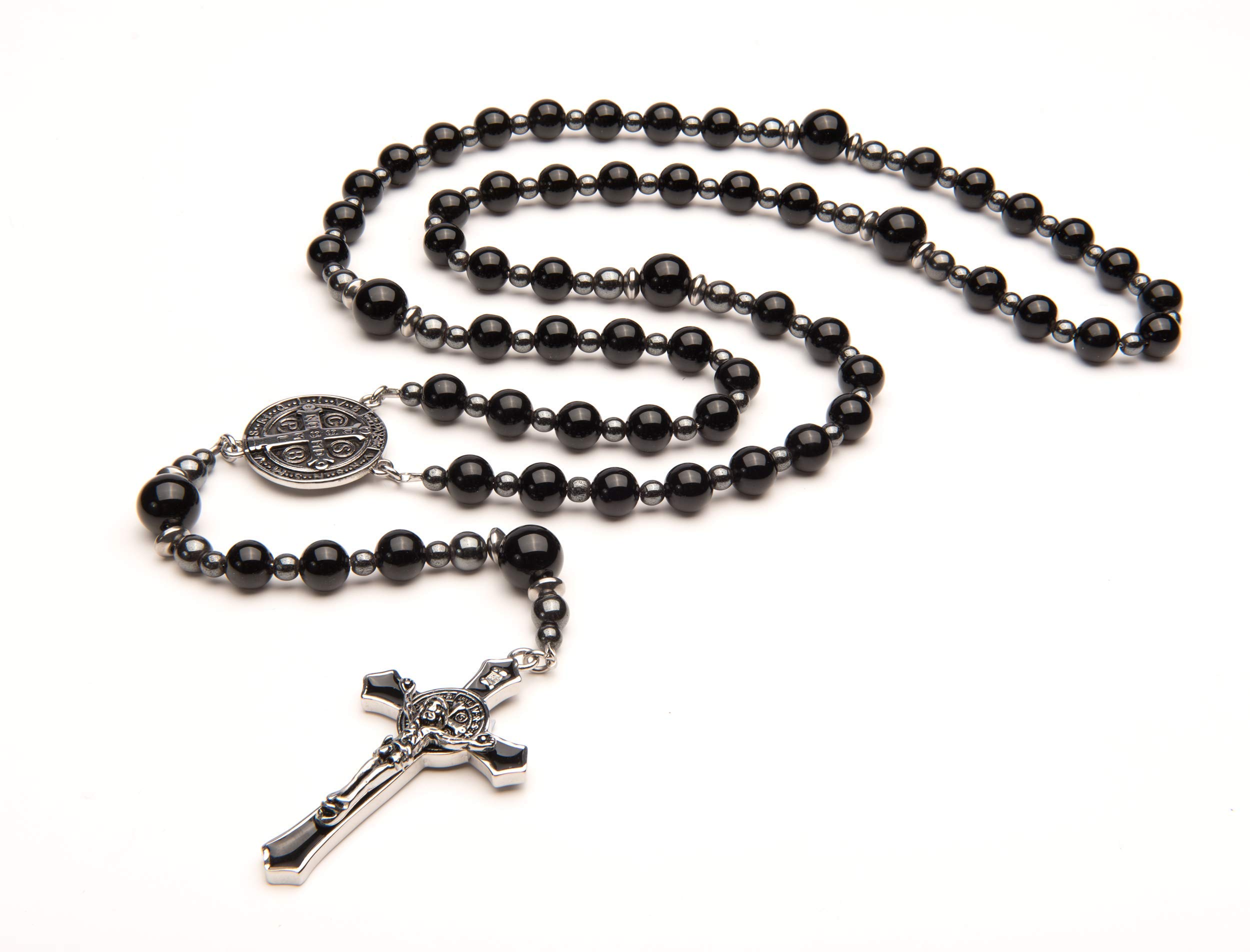 New Sinai Rosaries Rosary Beads Catholic for Men. Original Black Onyx Gemstone… (Onyx/Hematite)