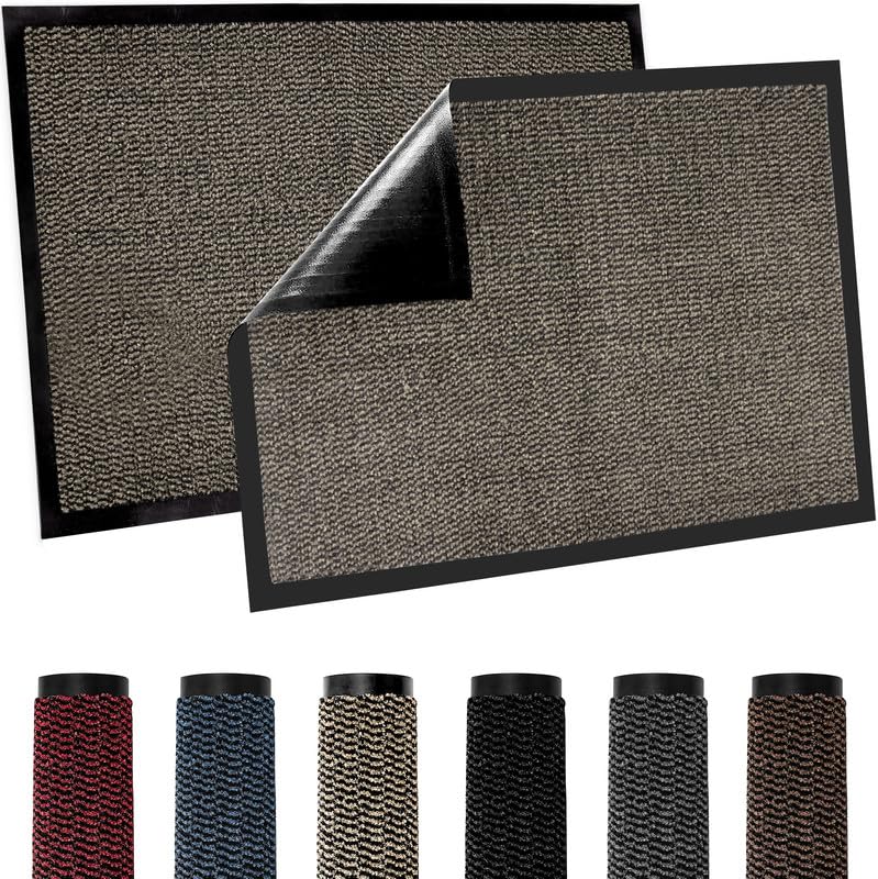 TradeXone Heavy Duty Door Mats - Indoor/Outdoor Washable Door Matts Indoor - Super Absorbent Rug with Non Slip Backing - Entrance Doormats - Front Door, Home & Office (60cm × 90cm, Beige)