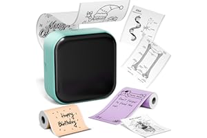 Ponek Mini Sticker Printer, Print Pods Mini Printer M02X, Mini Photo Printer with 3 Colors Paper Rolls, Portable Inkless Mini