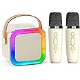 Mini Karaoke Machine for Kids Adults,Portable Bluetooth Speaker, 2 Wireless Microphones with Fun Voice Changing Function-Toys for 5 6 7 8 9 10 Year Old Girl Boys Birthday Gifts Ideas