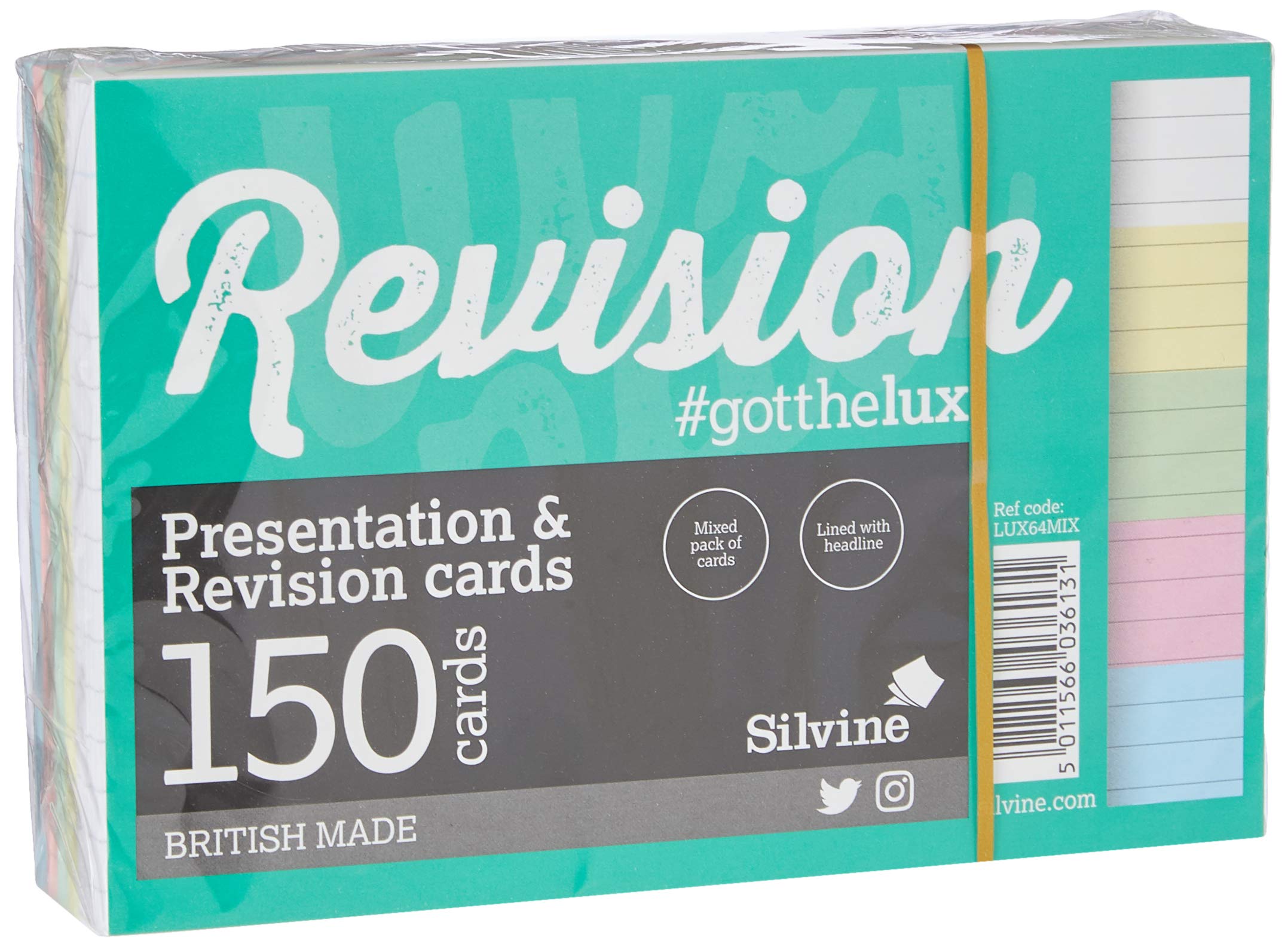 Luxpad A6 Lined Revision & Presentation Cards - Assorted Colours + White. 150 Cards Per Pad (6x4)