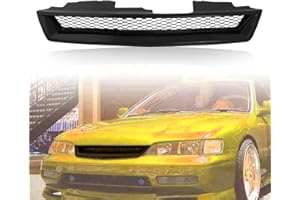 Kspeed Front Bumper Grille Fit 1994 1995 1996 1997 for Accord 2/4 Door, ABS Plastic Type-R Black Mesh Front Upper Grill Guard Replacement Part