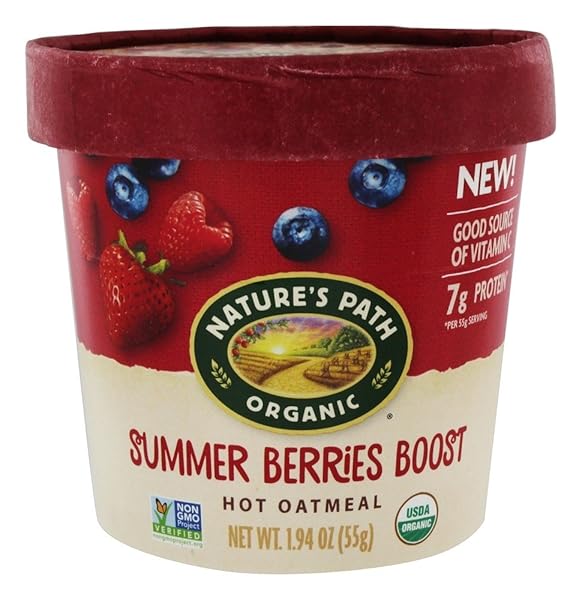 NATURE’S PATH ORGANIC SUMMER BERRY OATMEAL, 12 PACK, 1.94 FL OZ, CUP