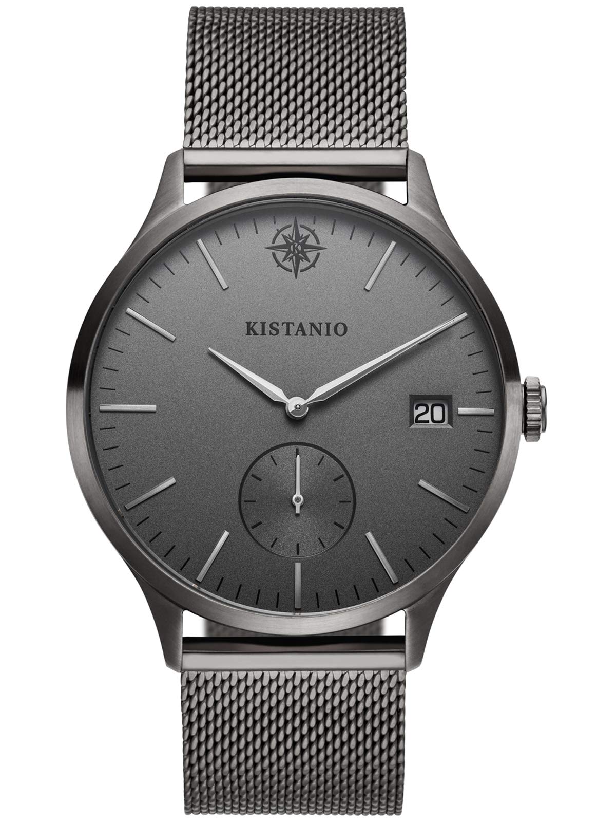 Kistanio Men's Watch Stratolis Sapphire Glass Gunmetal Grey Mesh with Milanese Band KIS-STR-40-118