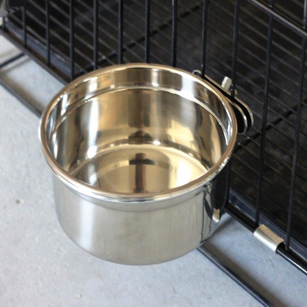 Stainless Steel Food Water Bowl For Pet Bird Crates Cages Coop Dog Cat Parrot Bird Rabbit Pet (Small:10cm *5cm, 3.93 * 1.97inch) - Image 4