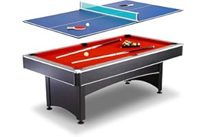 Maverick 7-foot Pool and Table Tennis Multi Game with Red Felt and Blue Table Tennis Surface. Includes Cues, Paddles and Ball