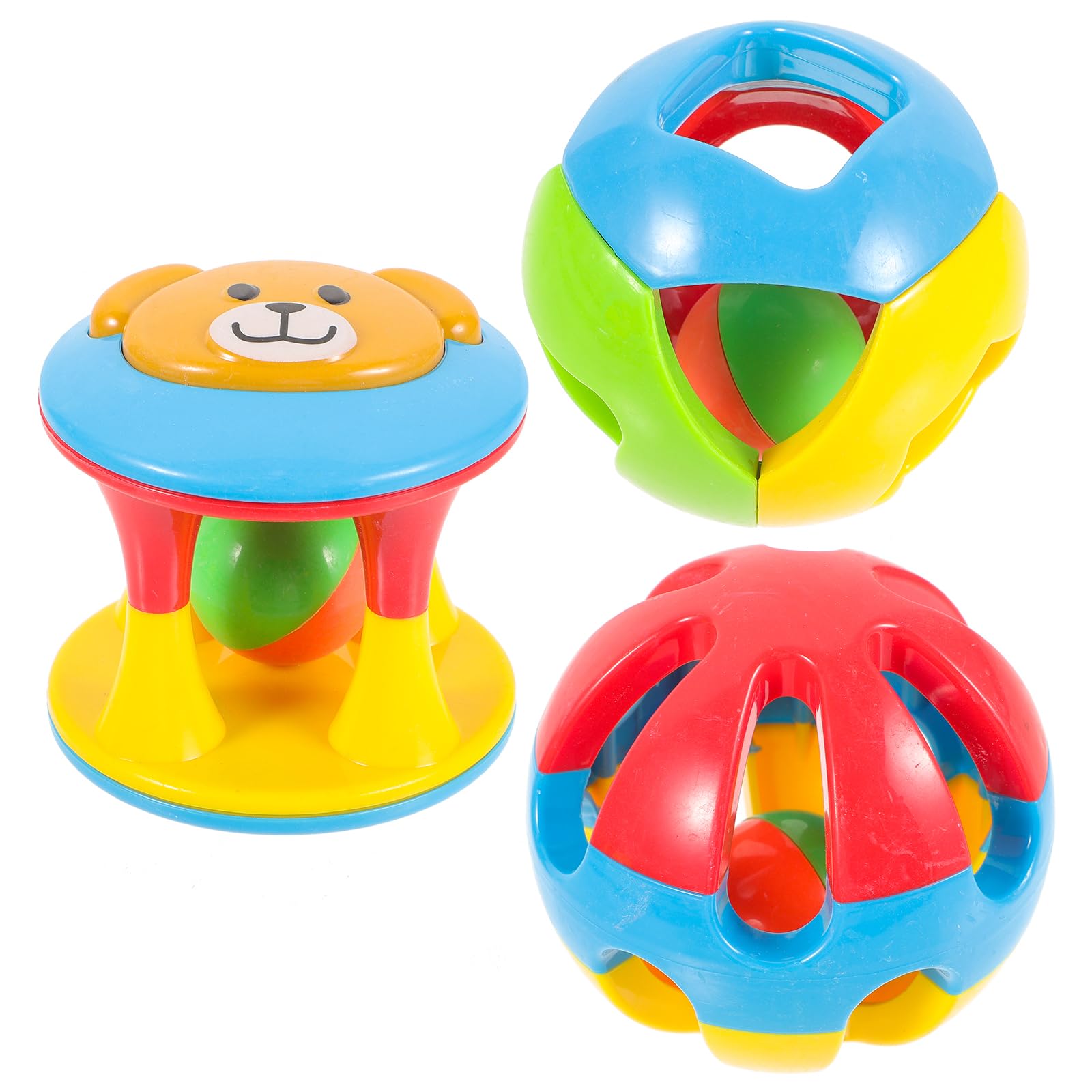 POPETPOP Parrot Chew Toy Ball: 3pcs Pet Cage Hanging Toy - Hanging Parrot Toy Parrot Teether Toy Colorful Bird Bell Ball for Pet Parrot Budgie Parakeet Cockatiel Conure