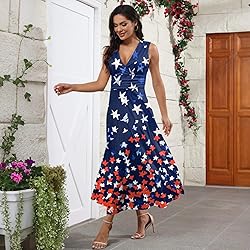 CHRATLHI 4th of July Dress Patriotic Flowy A-Line
