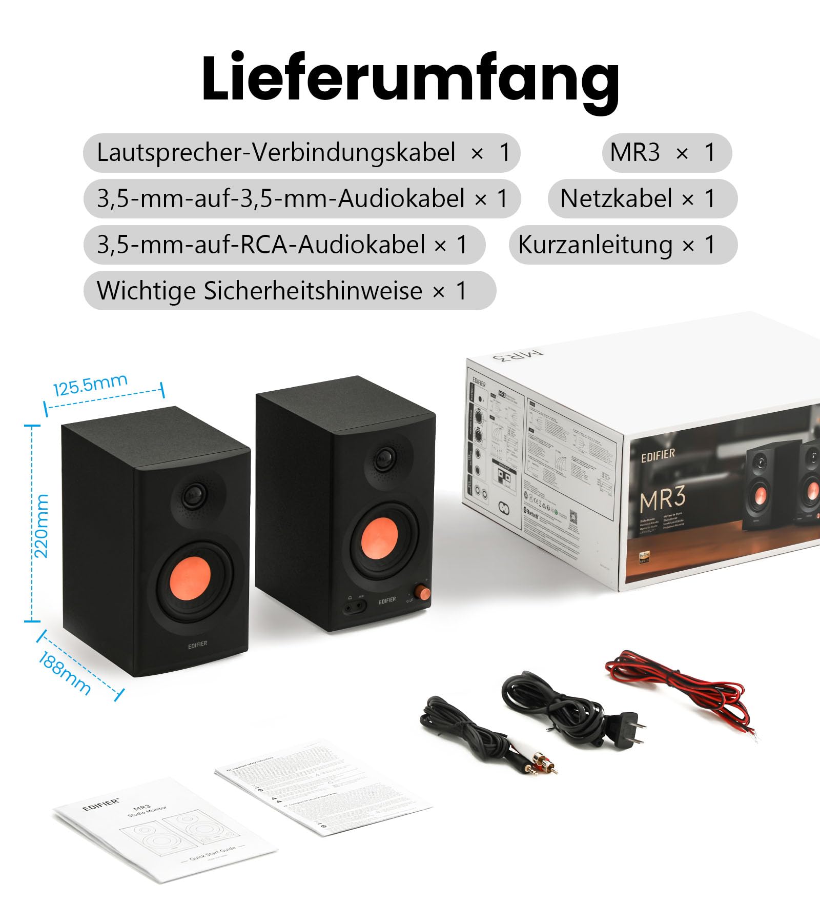 Edifier MR3 Lautsprecher für Studiomonitor, Bluetooth, hochauflösende 36 W App, 3,5 mm Cinch/AUX-Eingang, 52 Hz-40 kHz Kopfhöreranschluss-Ausgang, Weiß 7