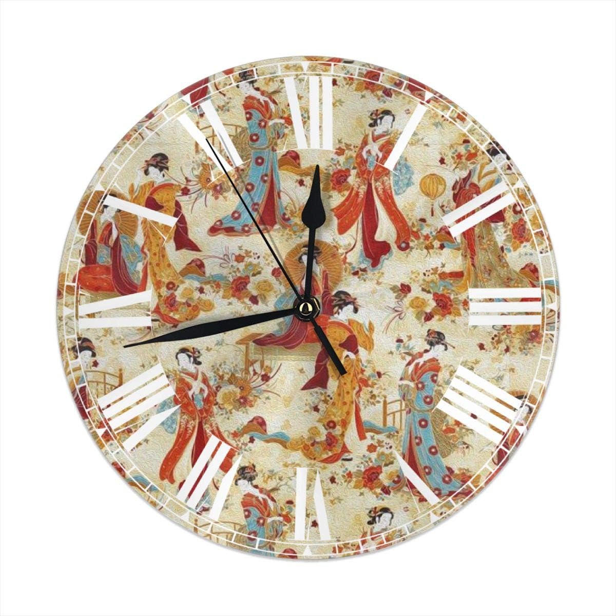TNIJWMG Retro Japanese Woman Wall Clock Silent NonTicking