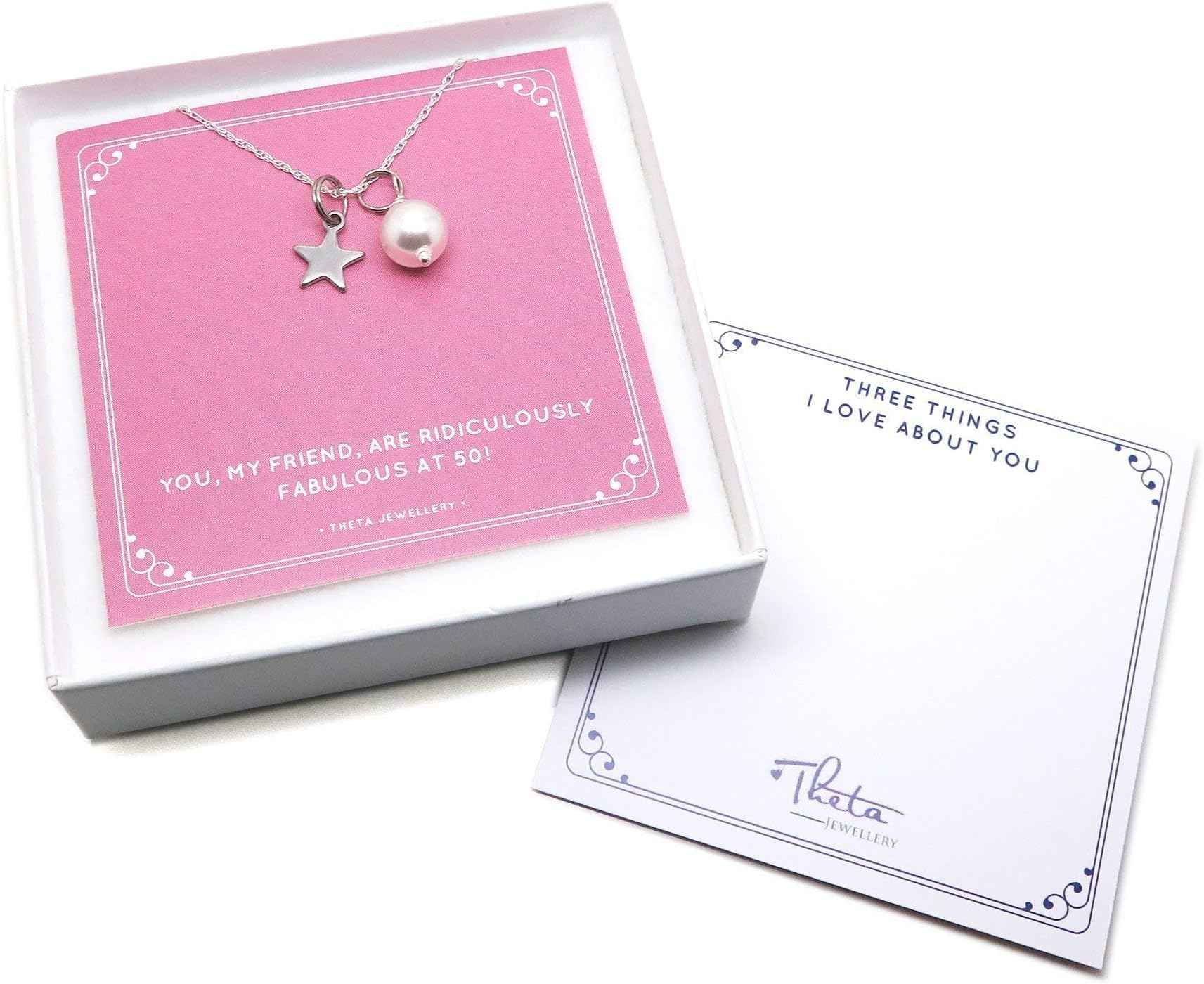 50th Birthday Gift Idea Pearl and Star Necklace