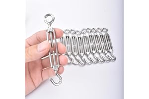 10Pcs M4 Turnbuckles,Alele Clothesline Tightener,Stainless Steel 304 Turnbuckle,Suitable for Tighten Taut Rope (M4 Turnbuckles 10 Pack New)
