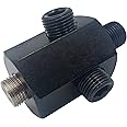 kweiny 1/8-28 BSPT Male to 1/8-27 NPT Female 3 Ports Hex Universal Sensor Thread Adapter Reducer