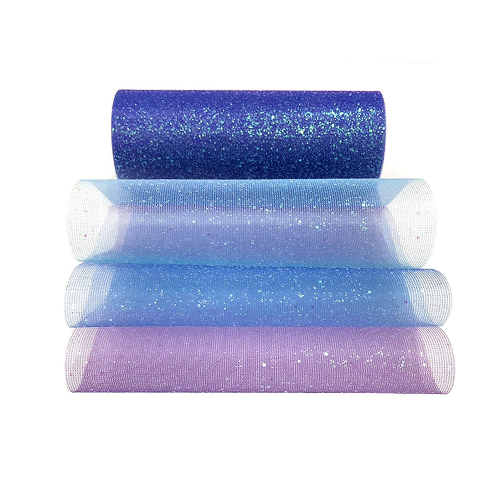 Rainbow Glitter Tulle Rolls 6 Inch x 10 Yards Glitter Netting Fabric Tulle Spool Sparkling Tulle Ribbon Roll Sequin Fabric Roll for Bridal Bow Skirt Gift Wrapping Wedding Party Decoration Blue
