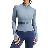 Locachy Women's Lightweight Workout Athletic Jacket Slim Fit Full Zip Butterluxe Cropped Running Yoga Coats with Thumb Hole