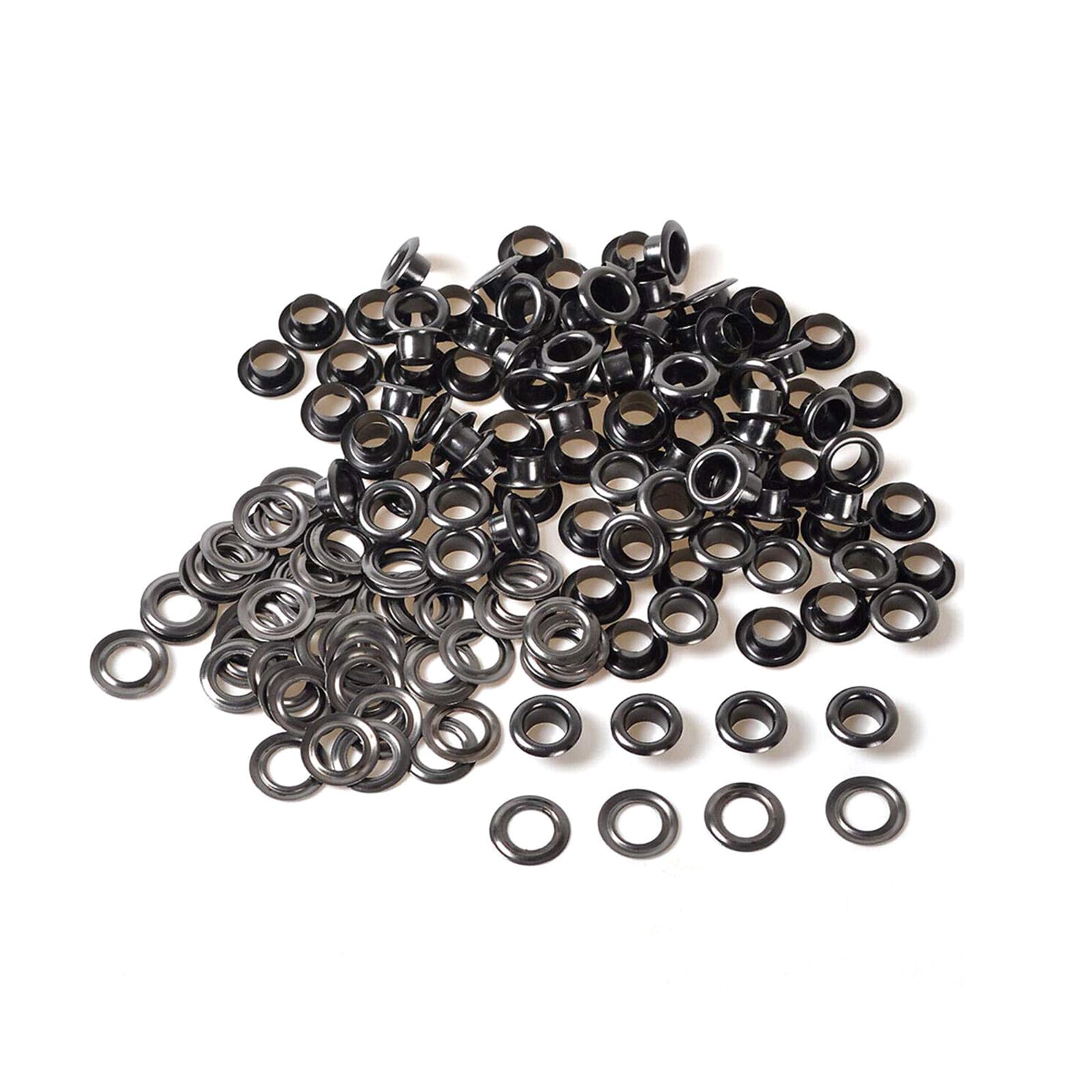 Leliafleury 50 Sets Black Eyelet Grommets Kit 14mm Hole Metal Eyelets Washers for Leather Clothing Shoes Belt Bag DIY Project