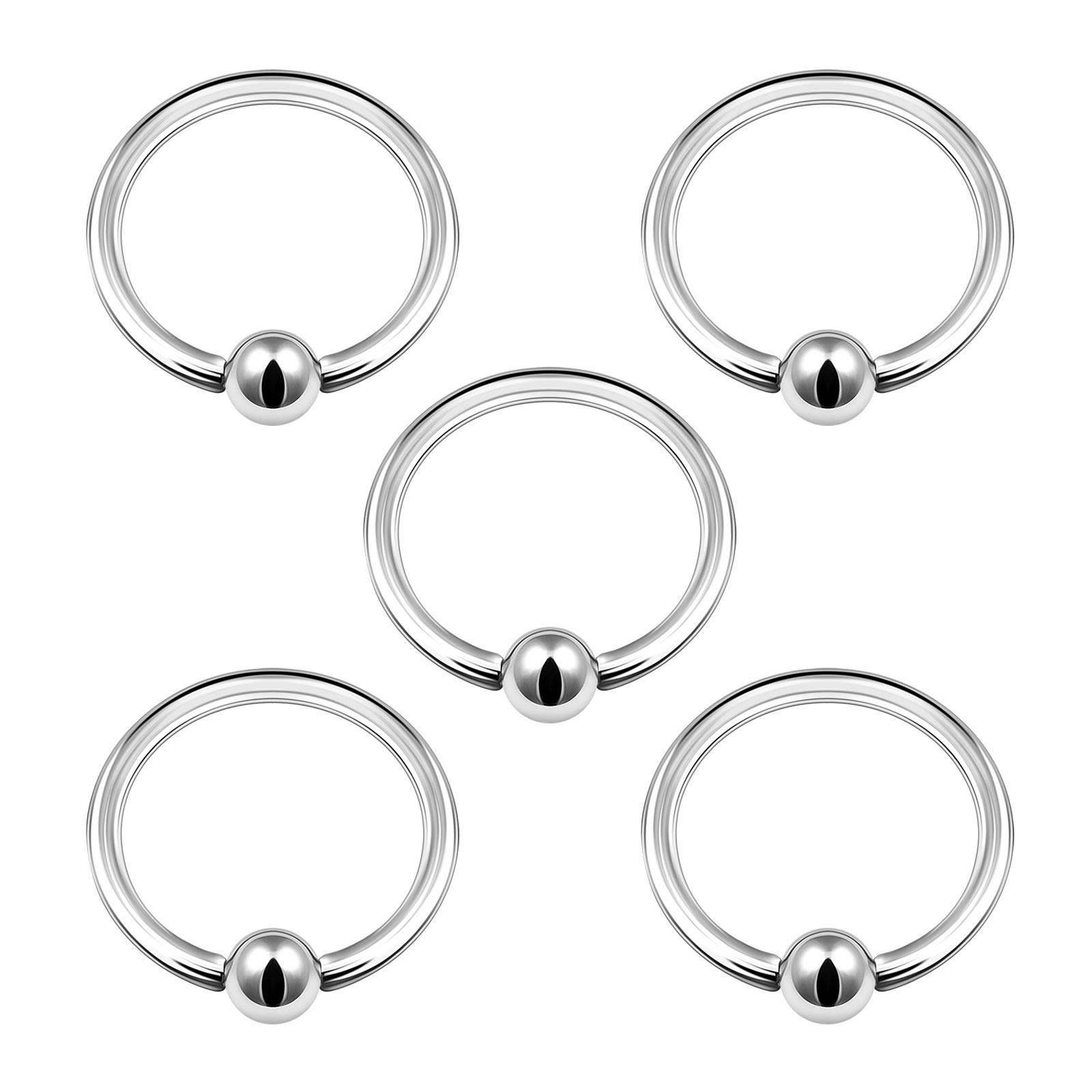 BanaVega 5PCS Stainless Steel Captive Hoop Earrings 14g 1/2 12mm 4mm Ball Cartilage Tragus Nose Septum Earring Piercing Jewellery 5010