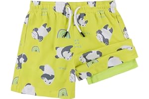 MILANKERR Toddler Boys Swim Trunks with Compression Air Holes Liner Quick Dry