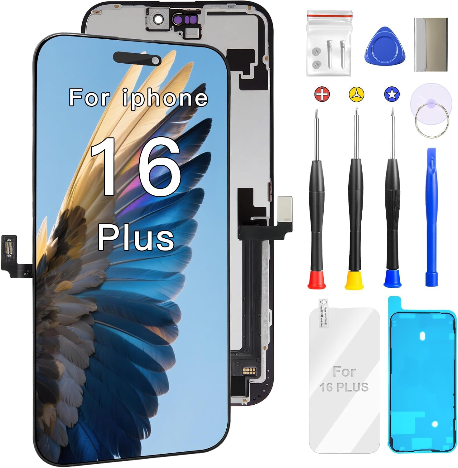 Photo 1 of for iPhone 16 Plus Screen Replacement Kit Full Assembly 6.7 inch,3D Touch LCD Display for A3290?A3082?A3289 and A3291 Digitizer Screen and Repair Tools Kit