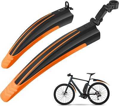 Ledeak Bike Mudguard Set Front Rear Fenders Orange 20-26 inch MTB Road
